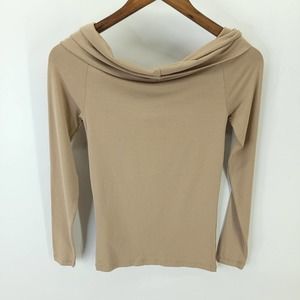 Vero Moda Top Womens Small Tan Boat Neck Long Sleeve Blend Knit